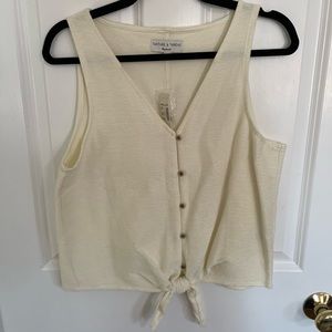 Texture & Thread Madewell Front Tie Tank Top in Cream